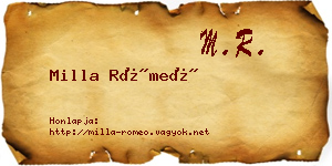 Milla Rómeó névjegykártya